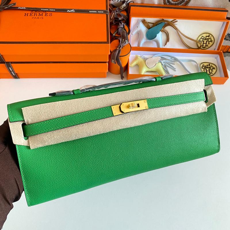 Hermes Kelly Cut31 EP Gold Button 1K Bamboo Green